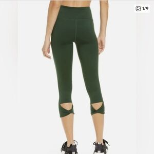 Zella Green Workout Pants Cropped Leggings Twist Detail Yoga